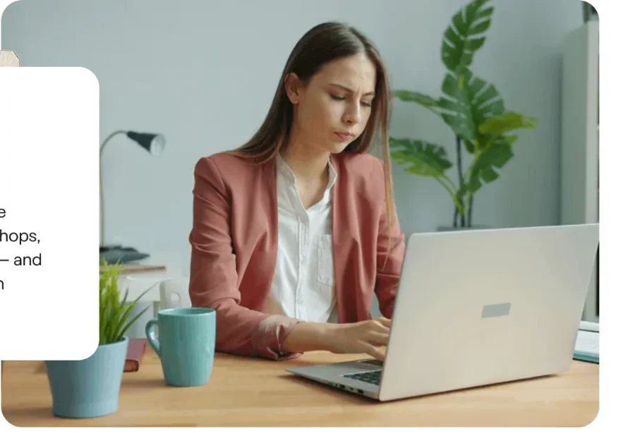 Leader working at a laptop
